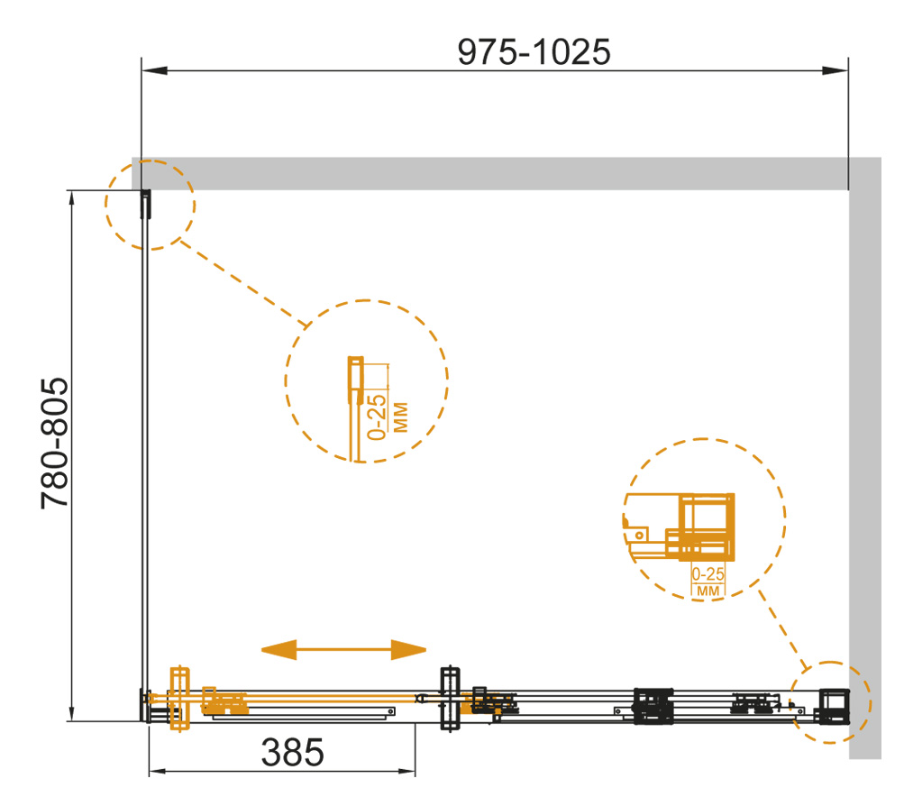 Душевой уголок CEZARES DUET SOFT-AH-1-100/80-C-Cr  - Вид №1