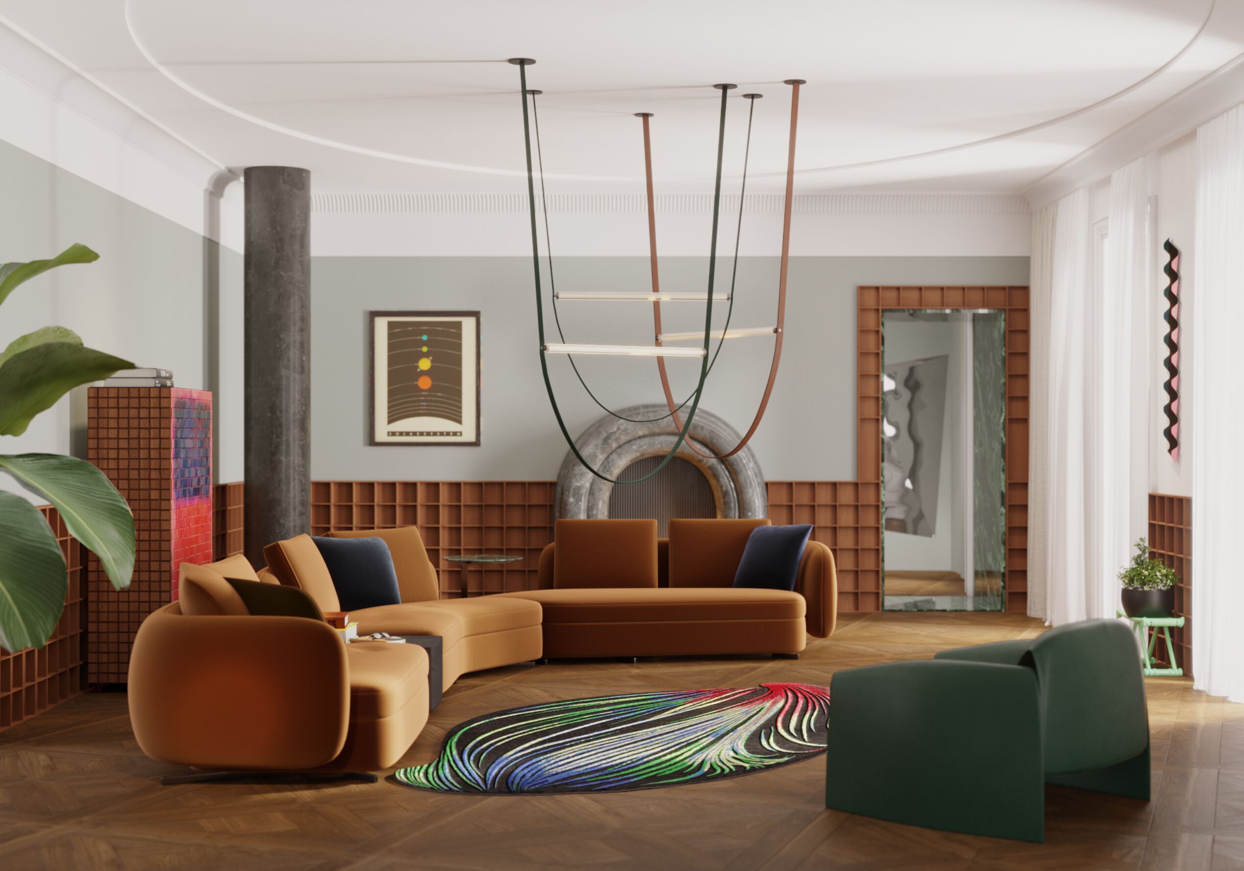 Изогнутый ковер ручной работы Tapis Rouge электрический ARCH-00091820 - Вид №8