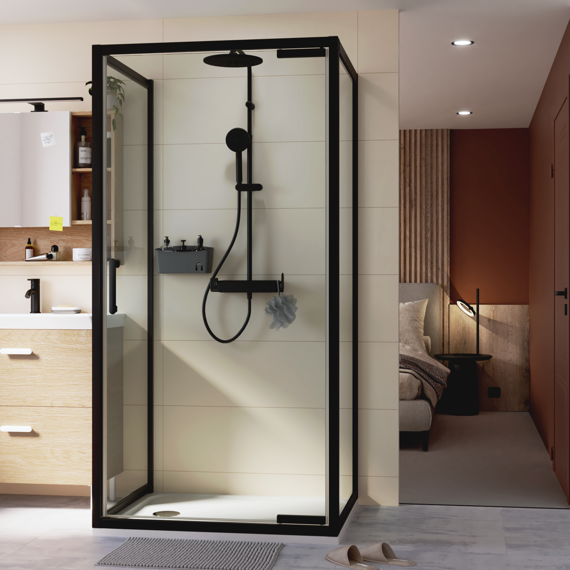 83631099 Стекло для распашной душевой двери 90 см прозрачное, цвет профиля на выбор Easy STLM-0043085 SENSEA  - Вид №39