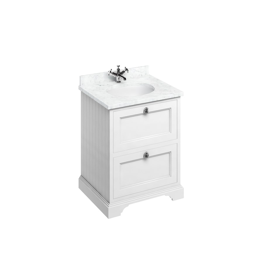 Burlington Отдельностоящий агрегат 65 со столешницей Carrara White, 2 ящиками и встроенной белой раковиной Темно-оливковый FF9O_BC66 