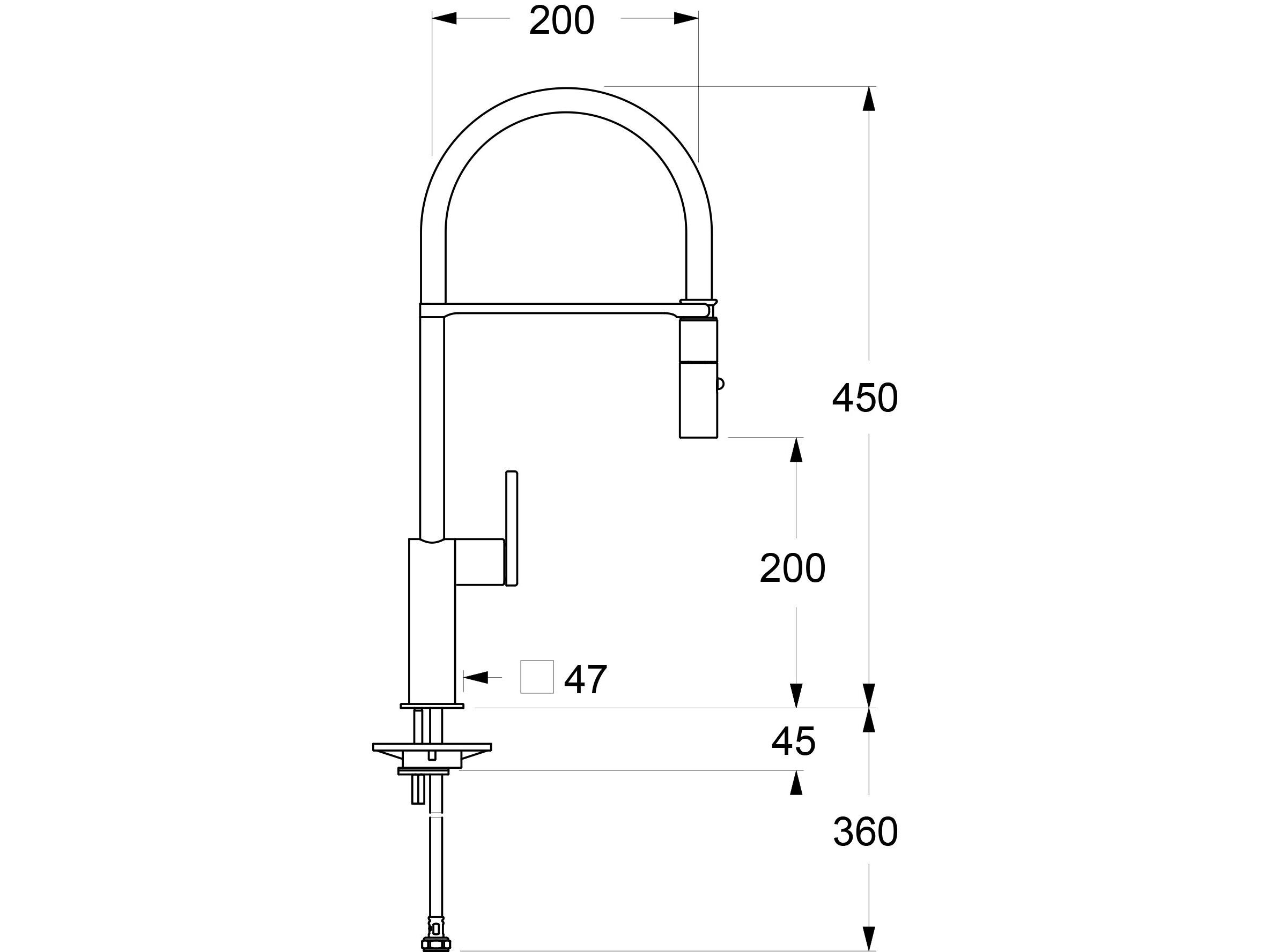 Однорычажный смеситель для кухни с выдвижным ручным душем GUGLIELMI RUBINETTERIE QR ARCH-00126273 - Вид №2