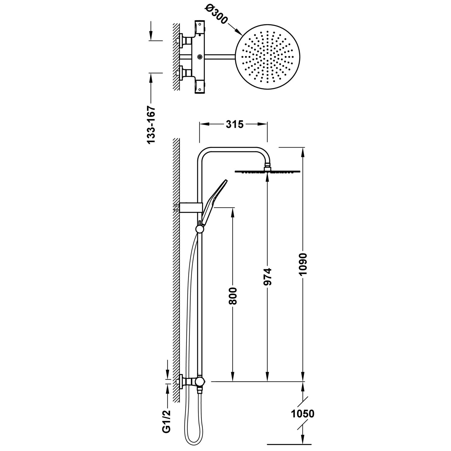 НАСТЕННЫЙ 2-полосный настенный термостатический смеситель для душа-19039314AC TRES Thermostatic - Вид №1