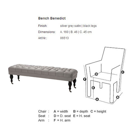 Скамейка Benedict от Eichholtz EICHHOLTZ ДИЗАЙНЕРСКИЕ, EICHHOLTZ 060441 Серый  - Вид №1