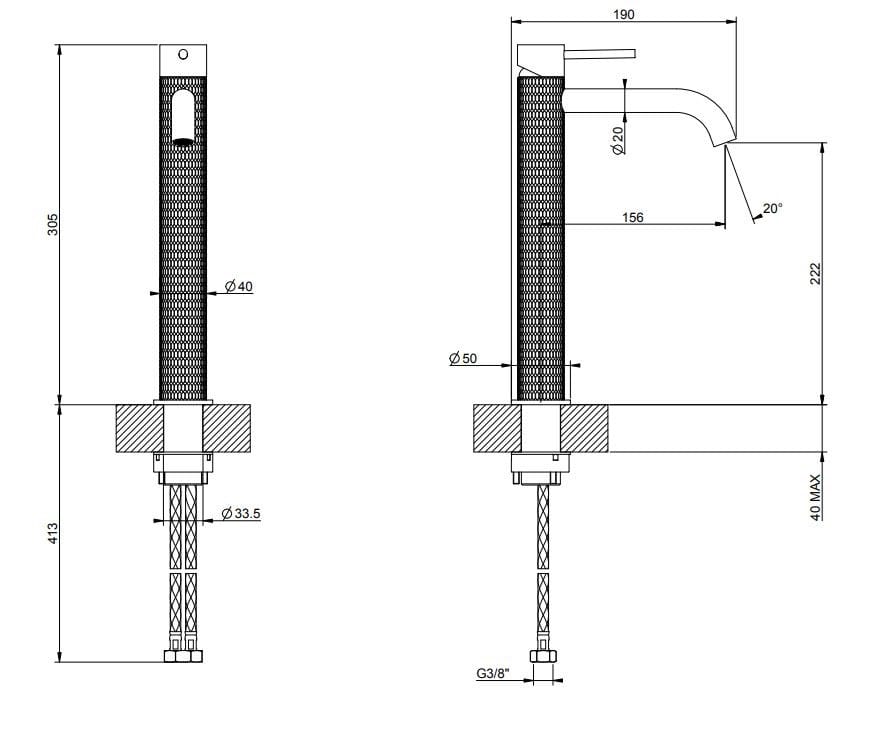 Смеситель для раковины из нержавеющей стали Gessi Messi316 ARCH-00106140 - Вид №5
