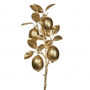 AL 72077 Ветка металлическая лимонная на палочке золотая 66 см GOODWILL