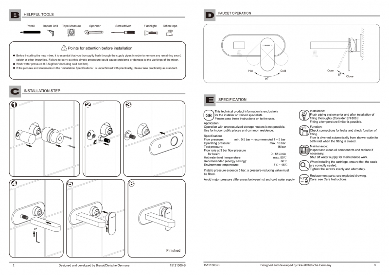 Встраиваемый смеситель GINA P69182C-ENG bravat - Вид №2
