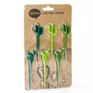 Шпажки зеленые для канапе 6 штук Cactus QUALY ДИЗАЙНЕРСКИЕ 00-3870140 Зеленый
