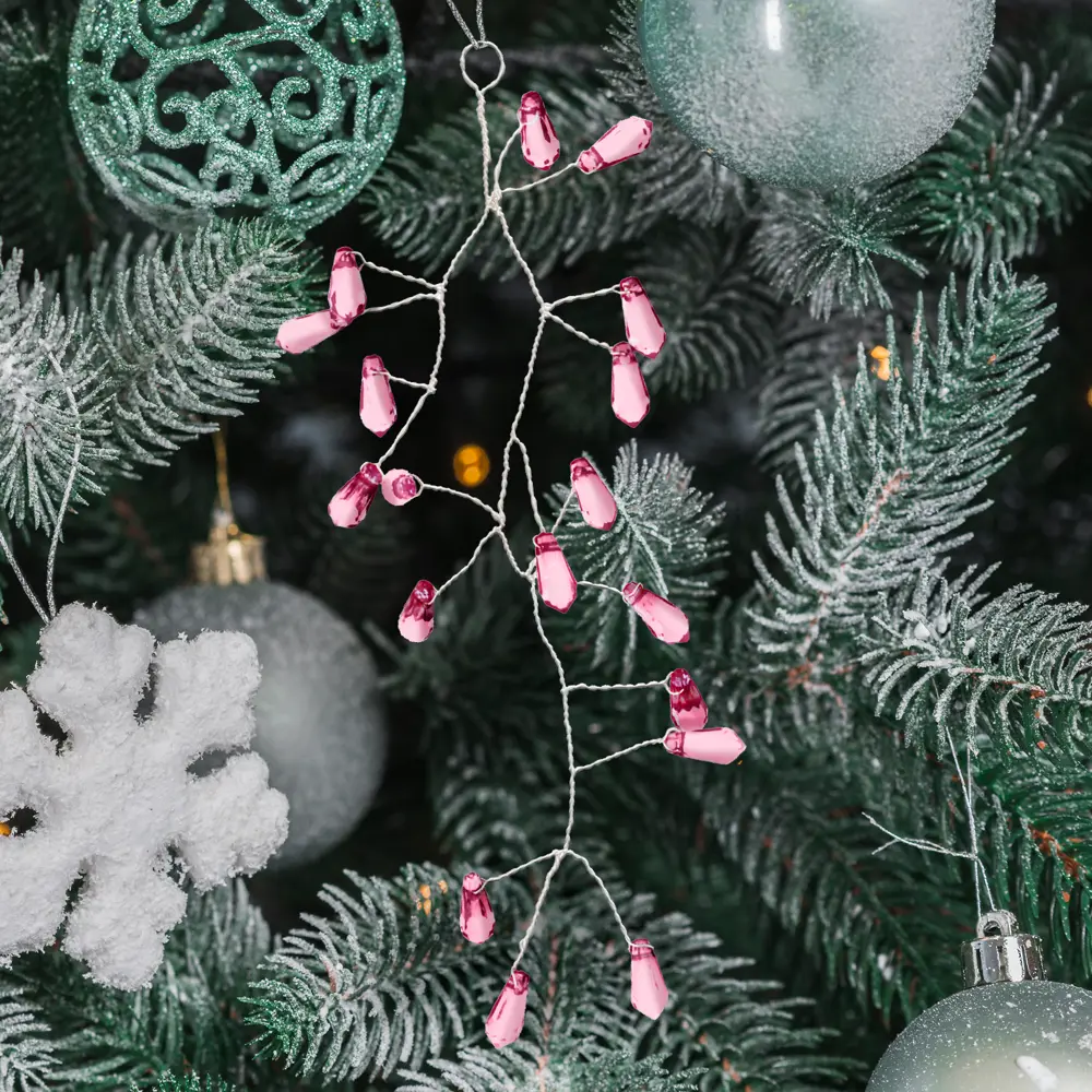 89381677 Украшение елочное «Ветка», 14x6 см, цвет розовый STLM-1357426 Santreyd  - Вид №1