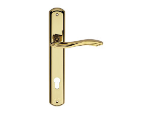 Классическая латунная ручка на пластине с насадкой