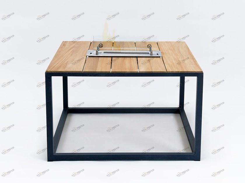 Unopiù Квадратный стол из алюминия и тика Fire Tabrbio