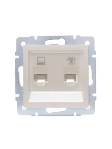 VESNA Розетка компьютер+телефон жемчужный