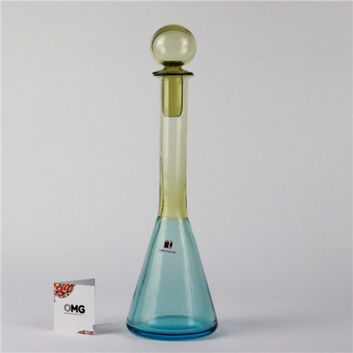 1744 ORIGINALMURANOGLASS Сосуд с пробкой Янтарно-Голубой - Carlo Moretti - муранское стекло 10 см  - Вид №1