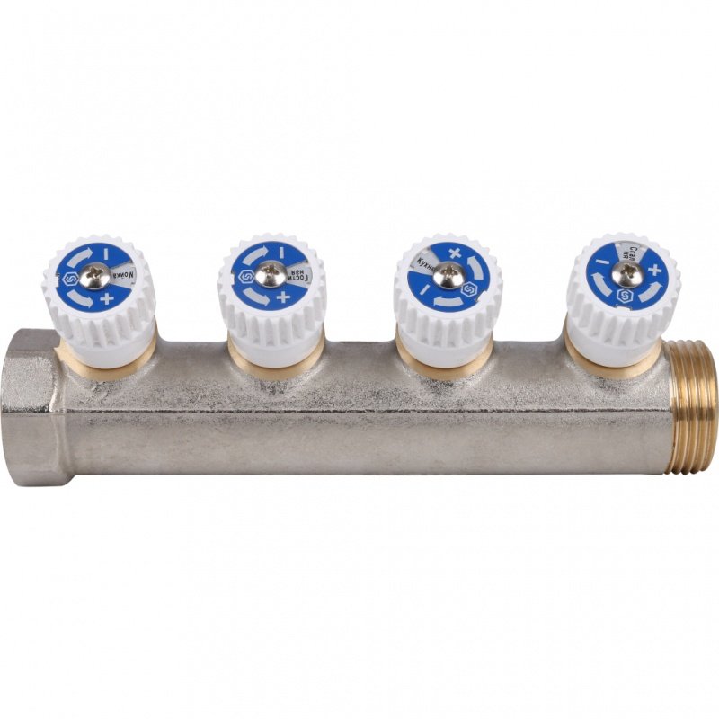 Коллектор 1" STOUT с вентилями на 4 выхода 1/2" SMB6851011204 - Вид №1
