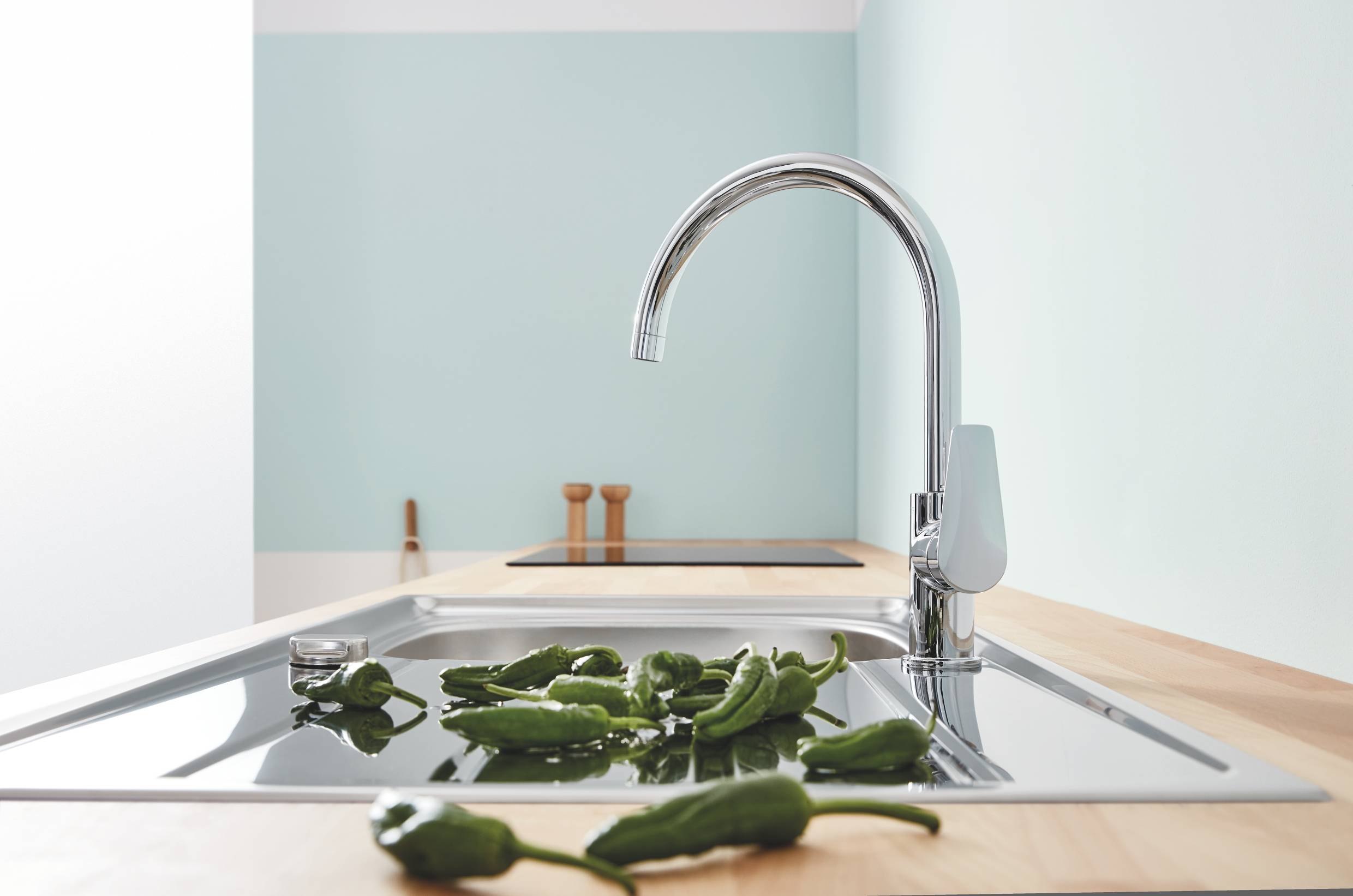 Смеситель для кухни GROHE BauEdge с высоким C-образным изливом, хром (31233001) - Вид №2