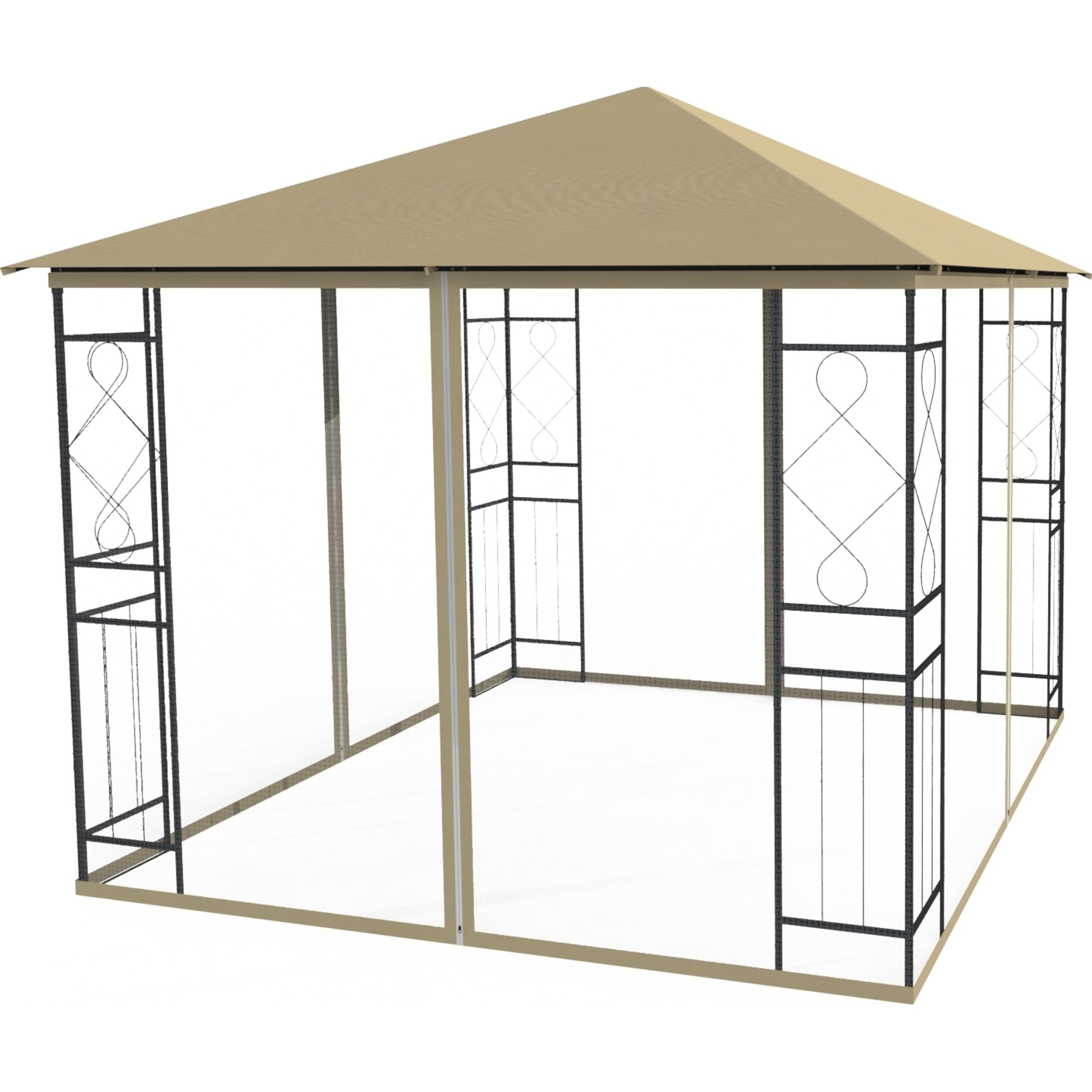 82697256 Шатер садовый с антимоскитной сеткой Рай 3х3х2.73 м сталь белый (без штор) Santreyd 