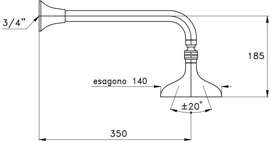 RUBINETTERIE STELLA Лейка дождевого душа с держателем Eccelsa 303ec318a - Вид №1