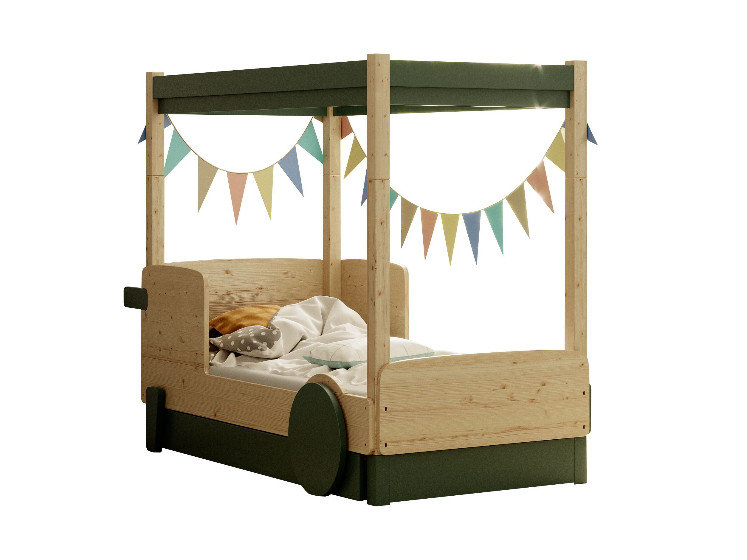 Деревянная выдвижная односпальная кровать с балдахином Mathy by Bols ARCH-00151317