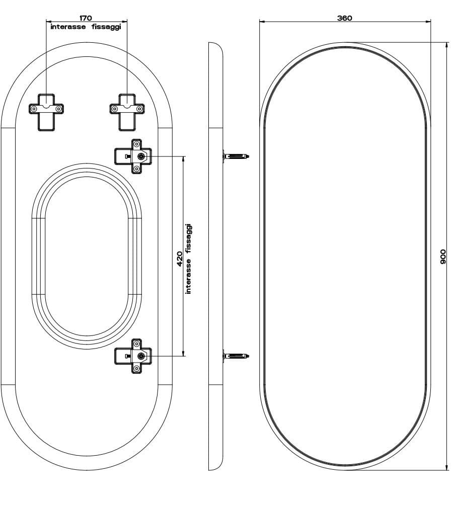 Овальное зеркало из смолы с рамой для стен Gessi капля ARCH-00141018 - Вид №2
