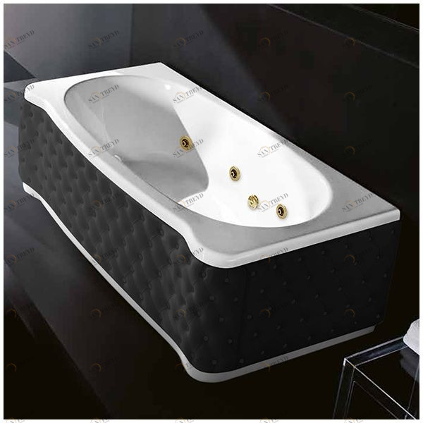 Ванна Gruppo treesse New Classic Young STD-V6747-SX-KC-GD белая с золотой фурнитурой и гидромассажем прямоугольная левая чёрная кожа STDV6747SXKCGD
