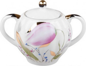 10615363 Императорский фарфоровый завод Сахарница ИФЗ "Розовые тюльпаны", ф.Тюльпан Фарфор твердый