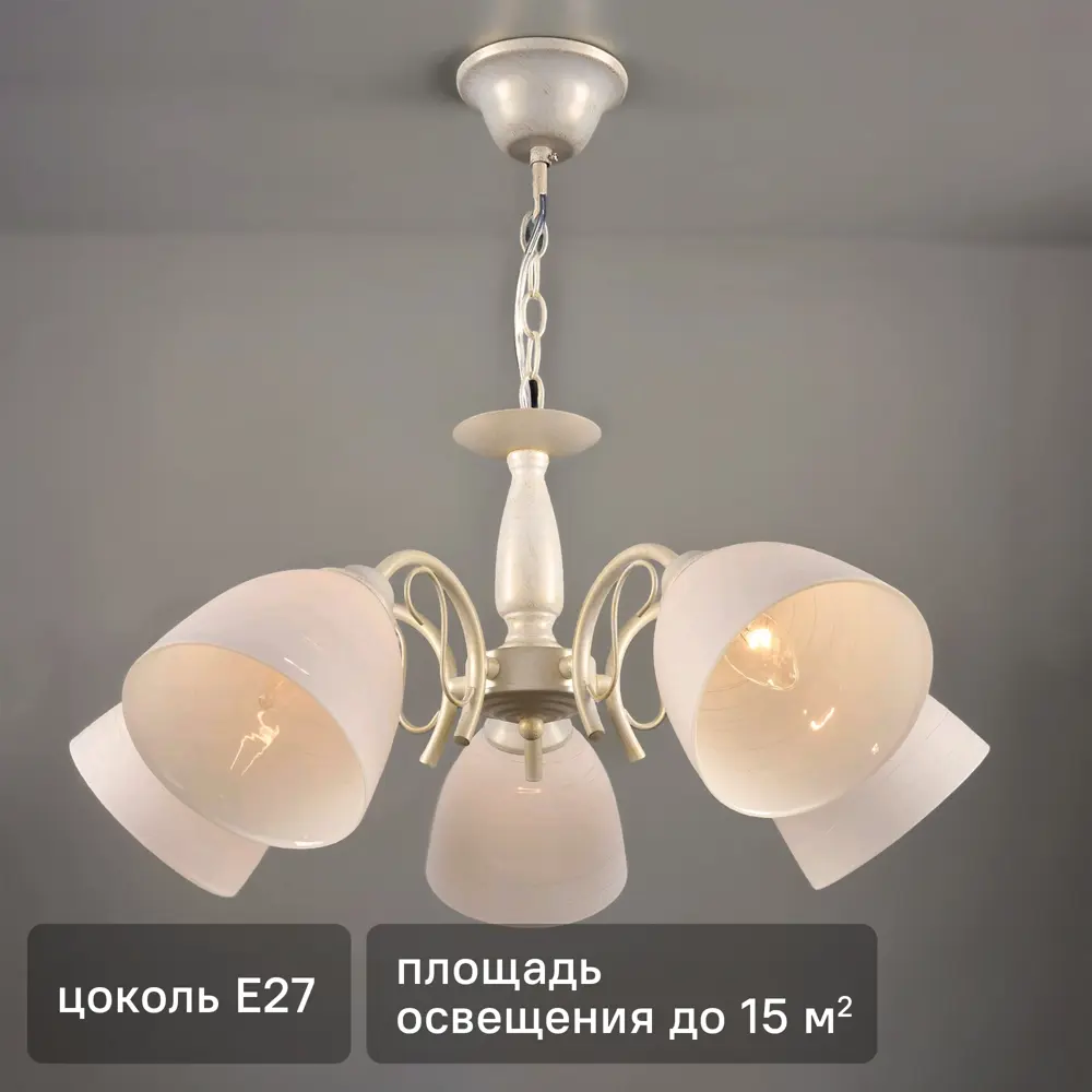 Люстра потолочная Богема 5 ламп 15 м² цвет белый РОССВЕТ STLM-2049357