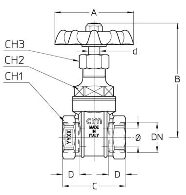 CIMBERIO CIM 70B 2 Задвижка клиновая резьбовая, муфтовая латунная CIM 70B  - Вид №1