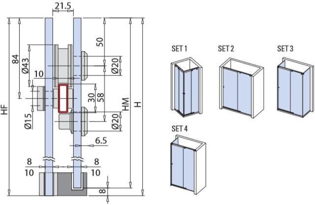 Metalglas Bonomi Комплект для душевой кабины из нержавеющей стали  Bx-2010  - Вид №1