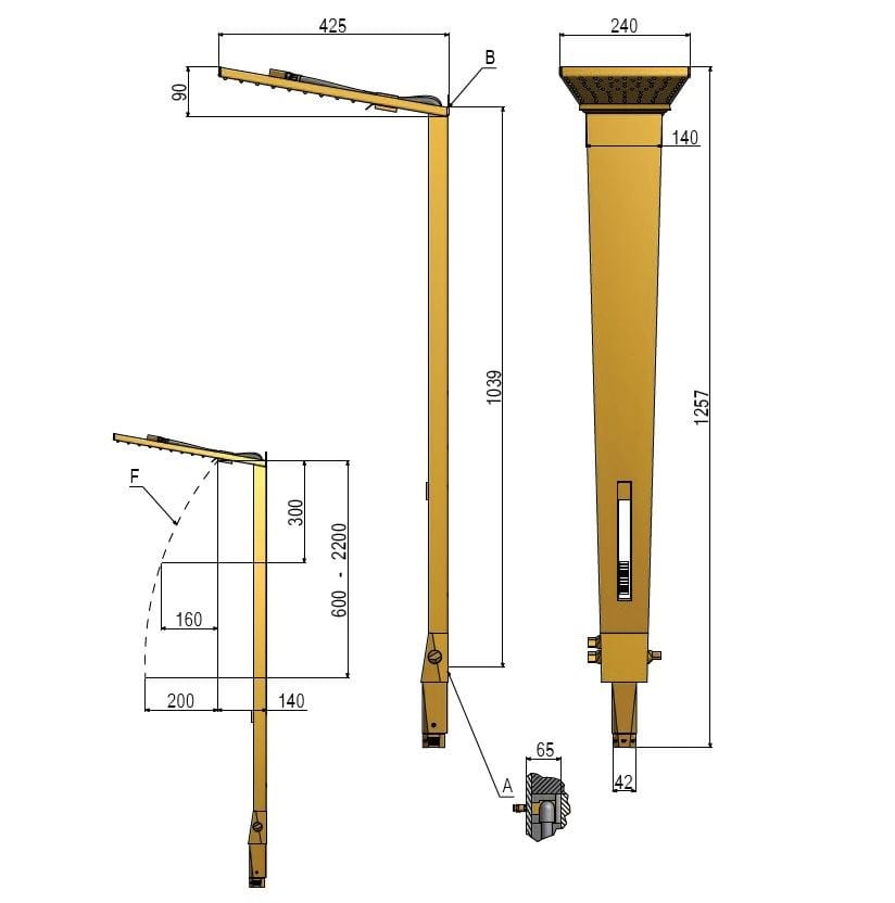 Латунная настенная душевая колонна с душем tender rain ARCH-00112173 - Вид №5