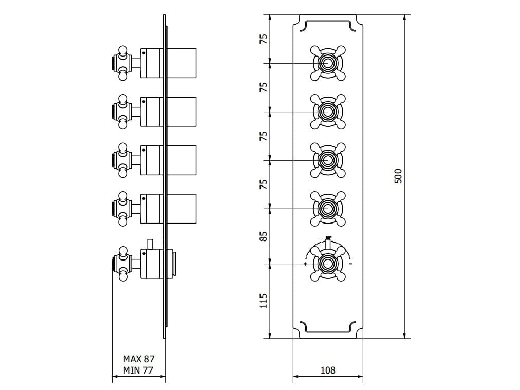 Термостатический смеситель для душа с 5 отверстиями IB Aqua ARCH-00028736 - Вид №11