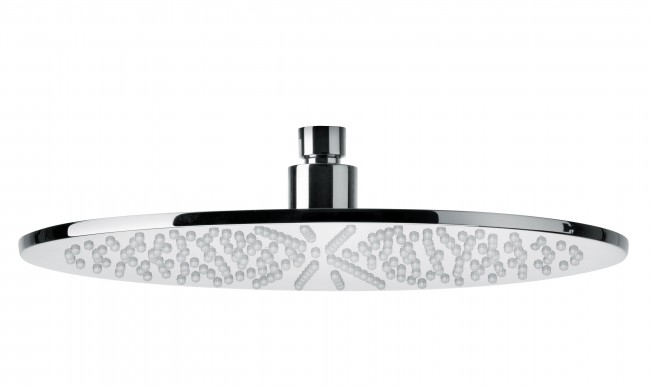 882TT10 Ø 300 мм. круглая душевая лейка, 7,5 мм. толстый. Хром в сочетании с графикой Fly Q Blue. Bongio Wellness