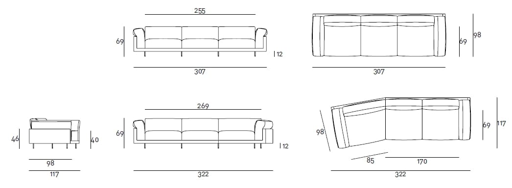 3-местный тканевый диван Living Divani Echoo ARCH-00049876 - Вид №7