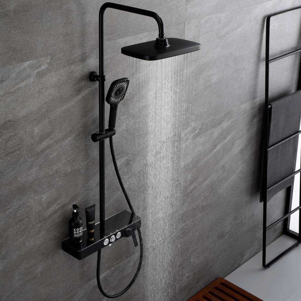 Душевая система MELANA-610501B MALE нерж.сталь, с тропическим душем, лейкой F610501B MALE