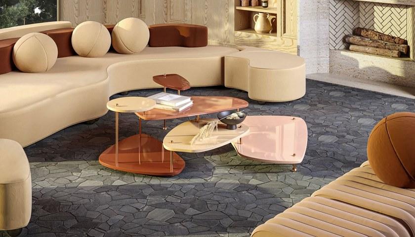 Malabar Журнальный столик из мрамора, травертина и лакированного дерева sun-id-1474636 - Вид №5