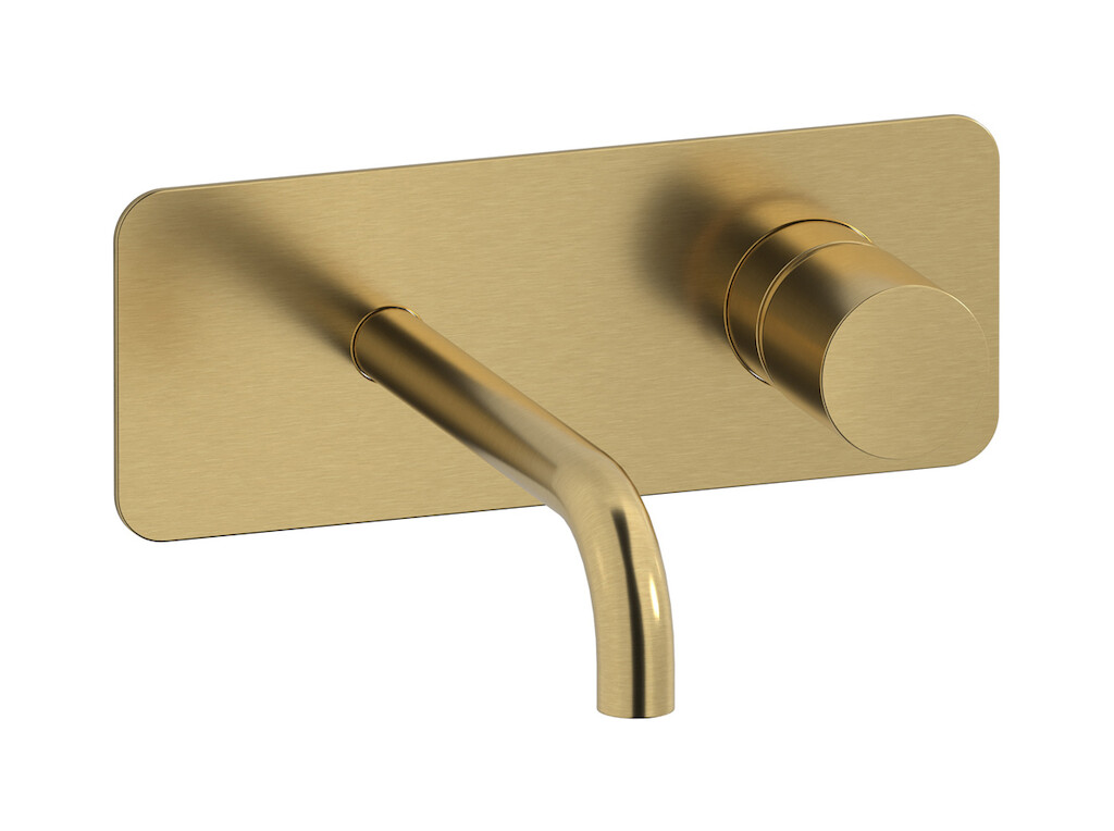 Встроенный в стену смеситель для раковины на 2 отверстия в комплекте с донным клапаном WE ARE IB rr206os Brushed Gold Brera