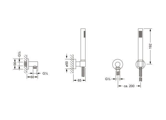 Душевой гарнитур для настенного монтажа JOERGER Plateau 630.13.200.000 - Вид №1