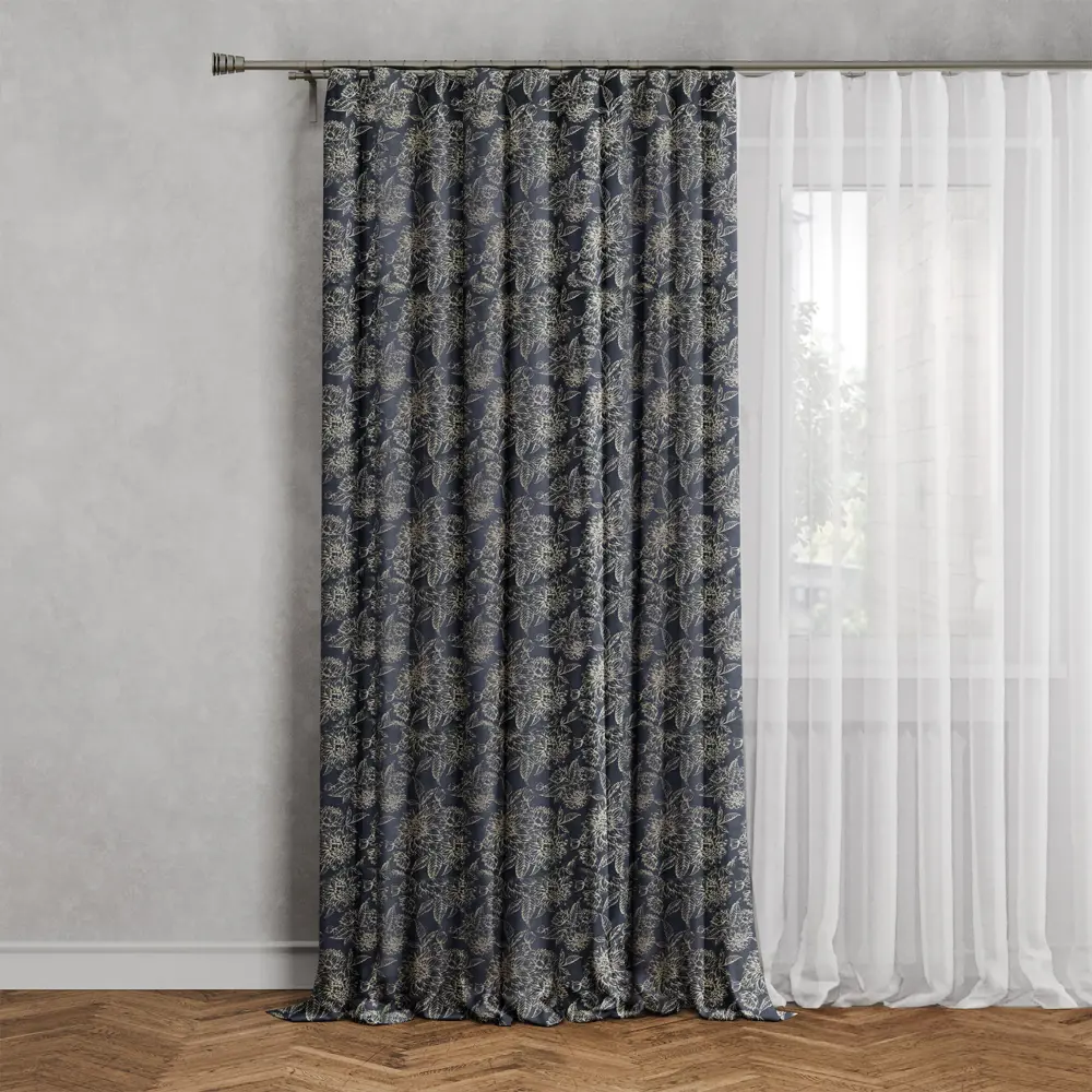 Штора ПАВЛОВО-ПОСАДСКИЙ ШЕЛК Беатрис с растительным орнаментом 200×280 см 89397610 STLM-1576587