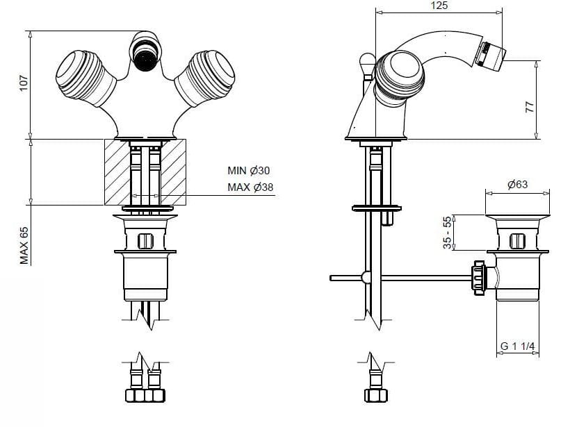 Смеситель для биде из хромированной латуни Bugnatese Axo ARCH-00051884 - Вид №2
