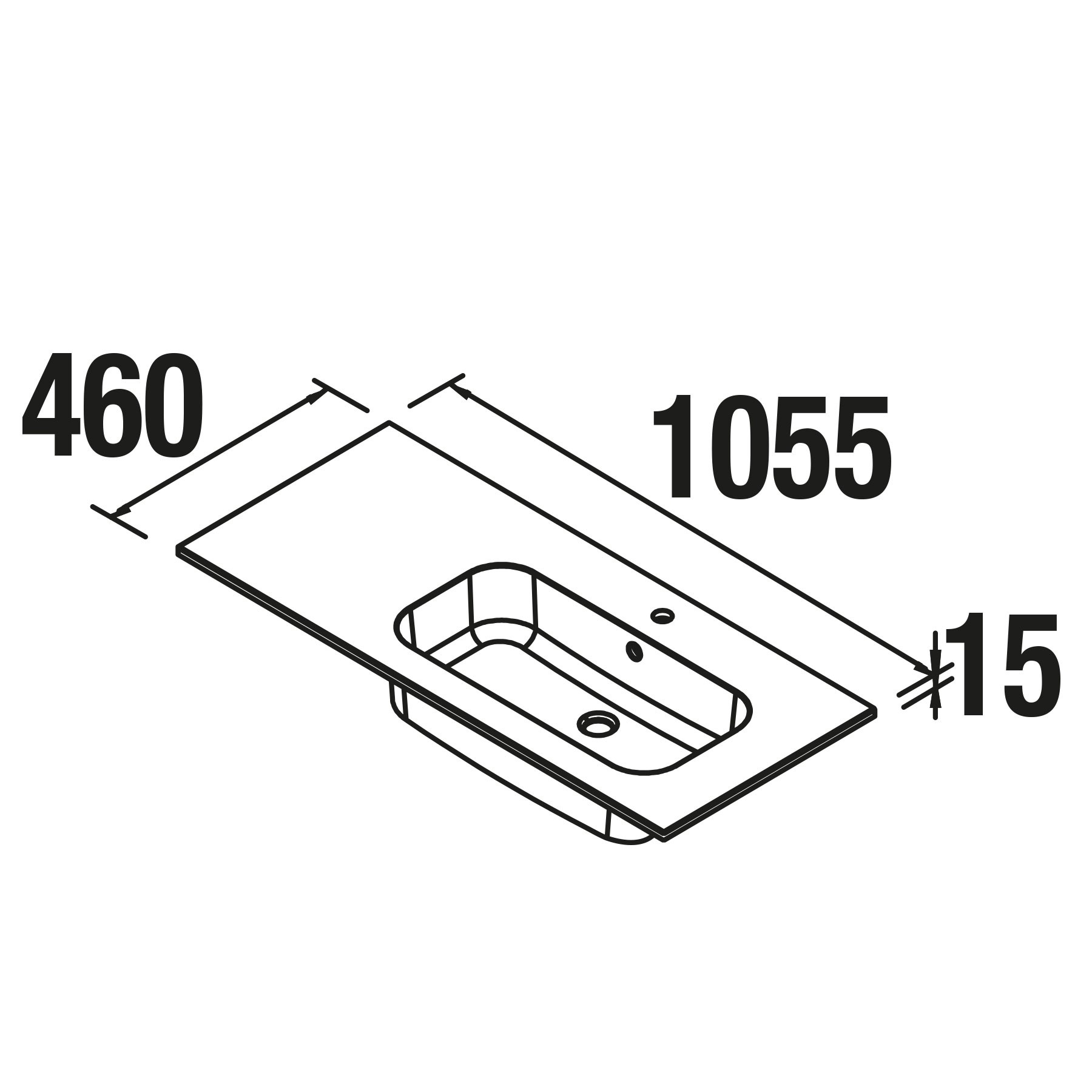 18696 SALGAR Раковина SOFIA 1055 Тумба слева MINERALMARMO 1055 x 15 x 460 мм - Вид №1