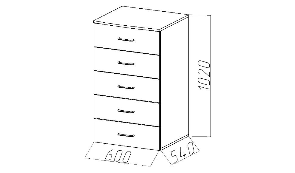 Комод детский высокий с 5 ящиками "Лондон" МАНДАРИН ЛОНДОН 178735 Красный Santreyd  - Вид №1