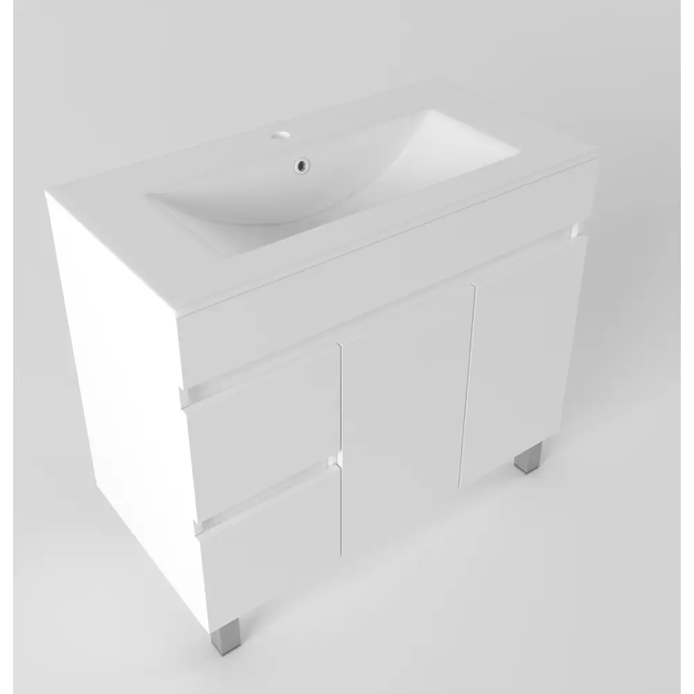 Тумба под раковину напольная Sensea Лайн Квадро 90 см цвет белый STLM-2141470 - Вид №1