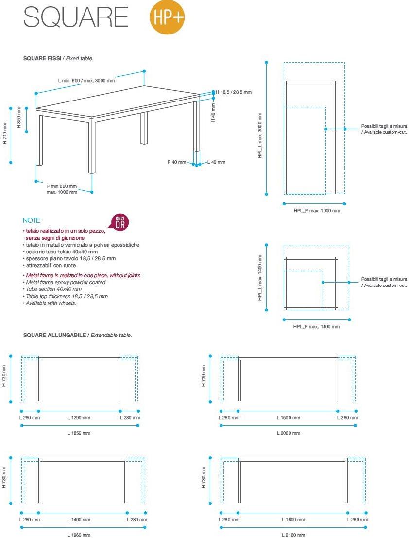 De Rosso Прямоугольный раздвижной стол со столешницей из hpl Square sun-id-1473120 - Вид №7