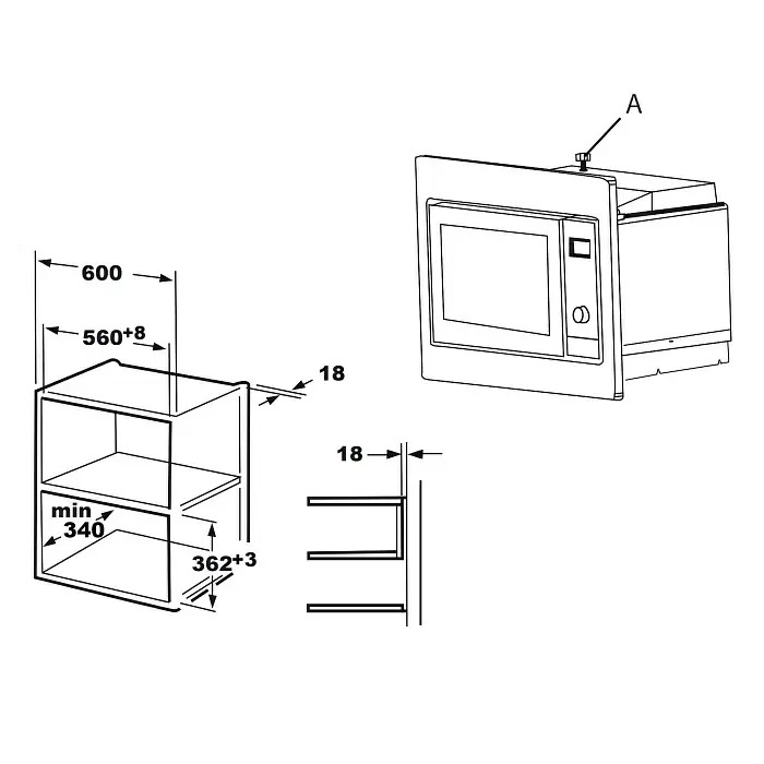 9121134 Встраиваемая микроволновая печь Evelux MW 20 W белый STDN-0100336 - Вид №9