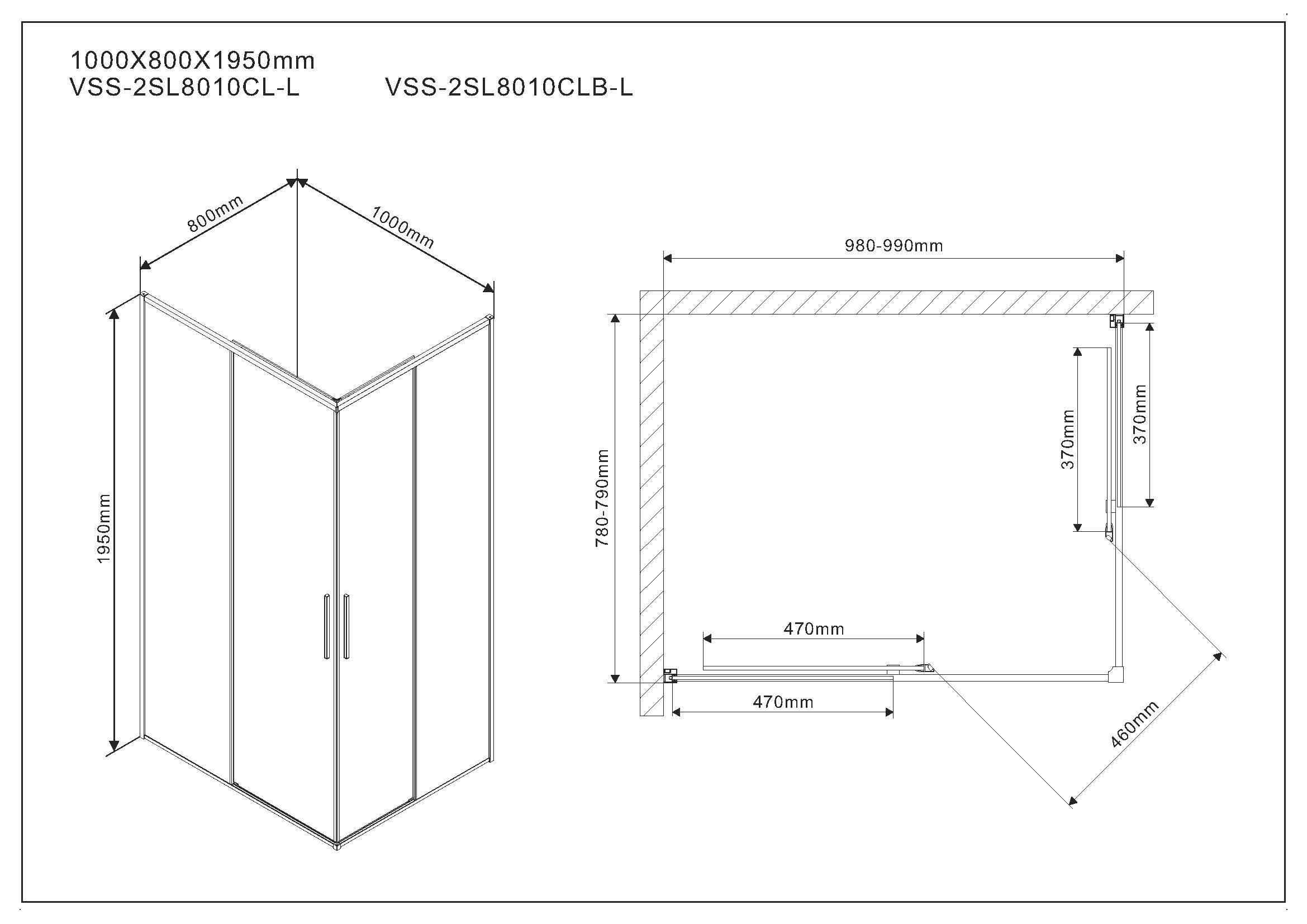 VSS-2SL8010CL-L Душевой уголок Vincea Slim Santreyd - Вид №4