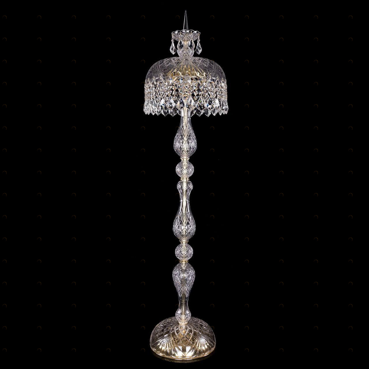 Торшер хрустальный на 6 ламп 150х35 см золотой Bohemia Ivele 5877/35-150/G/Leafs BOHEMIA IVELE ЭЛИТНЫЕ 00-3889427 Золото;прозрачный 