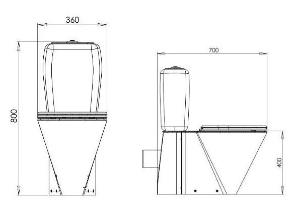 46256 Компакт унитаз с бачком Хромированный PURUS Steel Германия - Вид №2