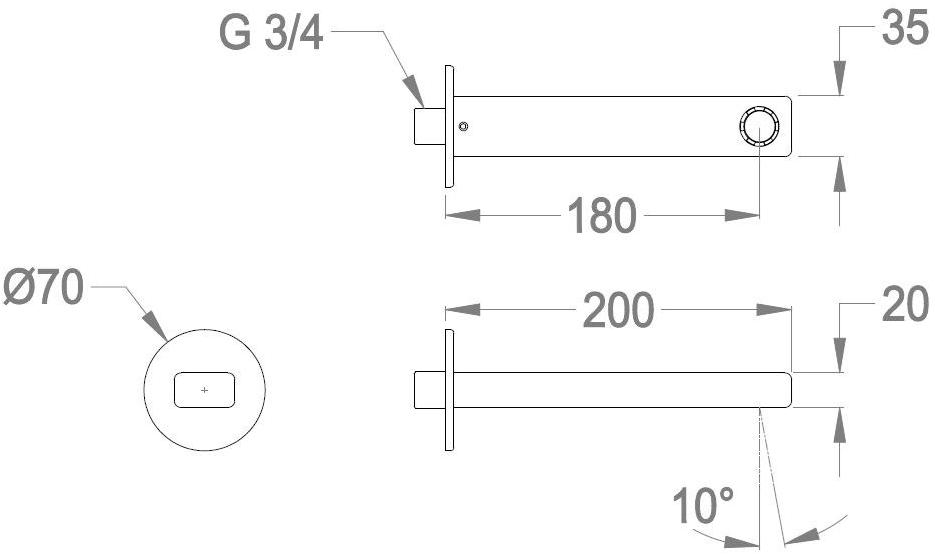 Fir Italia Стенной излив New handy 52 4244115 - Вид №1