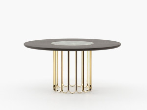 Круглый стол из нержавеющей стали и дерева с Lazy Susan