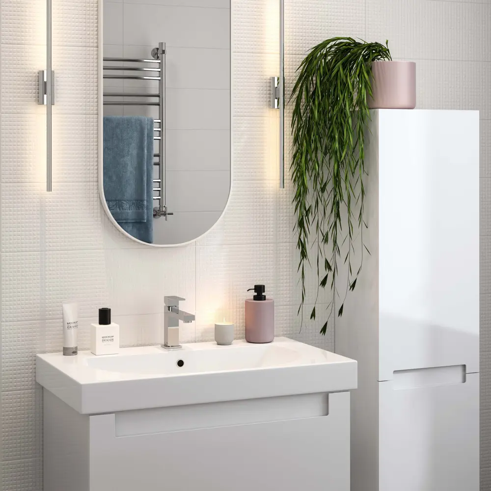 Плитка настенная Kerama Marazzi Сигма 20x60 см 1.2 м² матовая цвет белый квадратики 87653860 STLM-2049672 - Вид №4