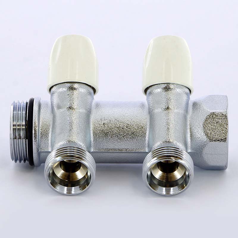 Коллектор НВ 1" с вентилями хромированный TIEMME 2 выхода 3/4"ЕК 50мм 1860024 - Вид №1