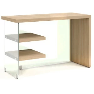 Письменный стол деревянный с полками и опорой из закаленного стекла "Клак" GRAUM  303993 Бежевый